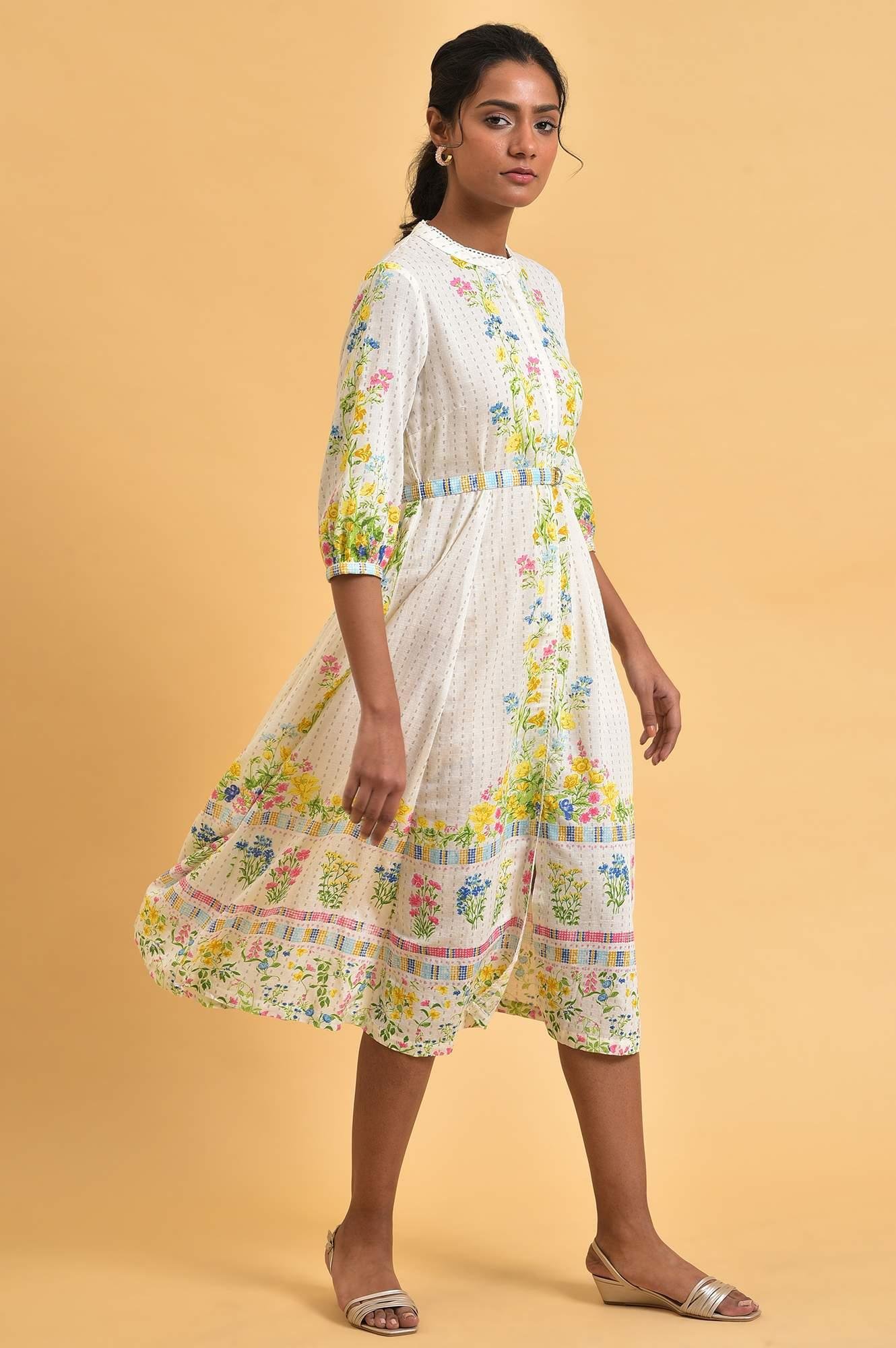 White Floral Summer Vacay Dress - View 6