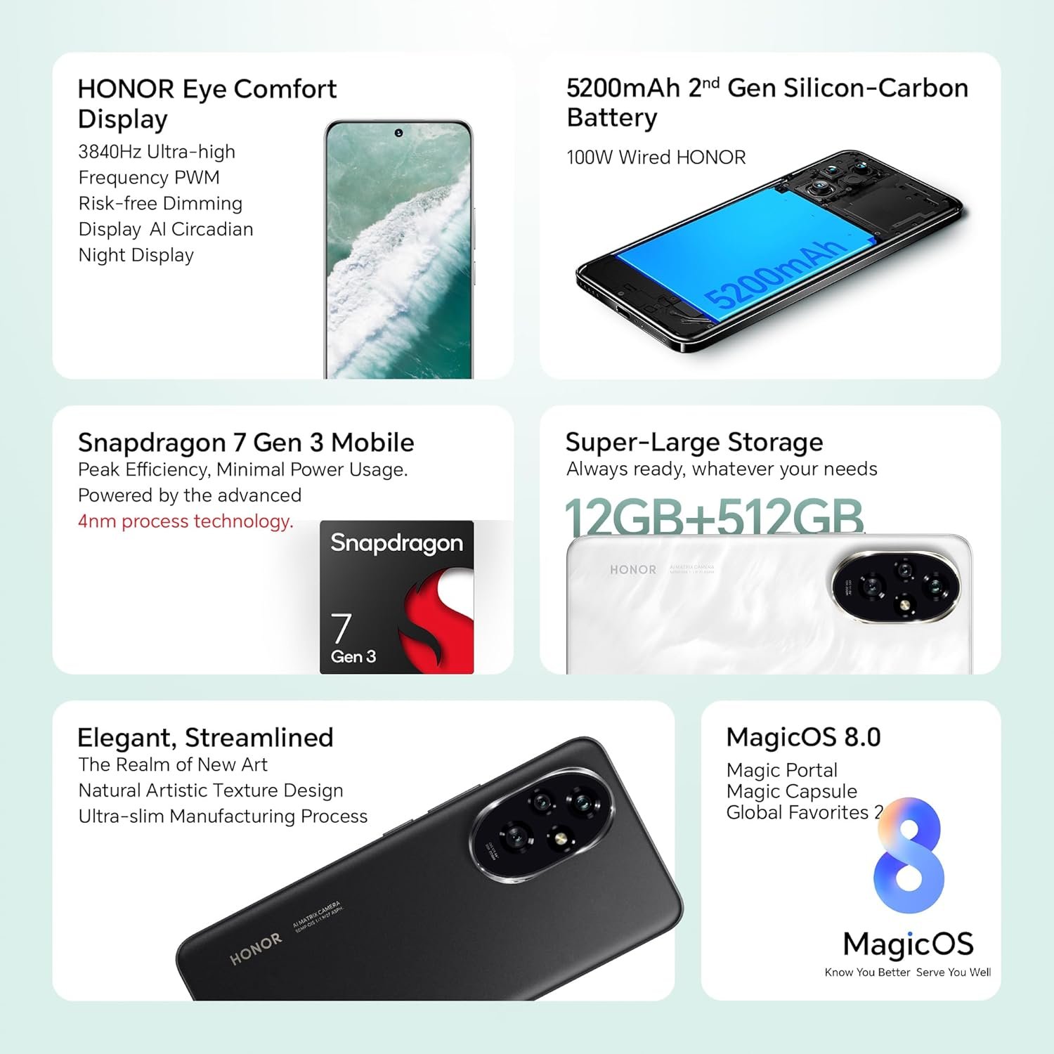 HONOR 200 5G (8GB+256GB, Moonlight White) – 50MP+50MP+12MP Triple Camera with Dual OIS | 50MP Selfie | Quad-Curved AMOLED Display | AI-Powered MagicOS 9.0 | Without Charger - View 3